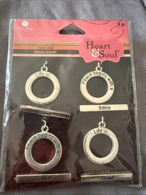 Heart & Soul Silver Toggle Clasps with Inspirational Engravings